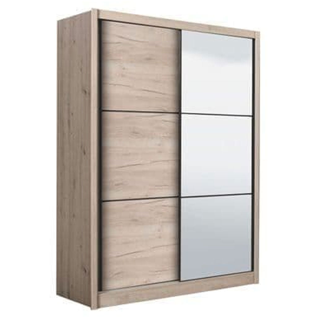 Mirrored Wardrobe 166cm Wide With 2 Sliding Doors - Navasota