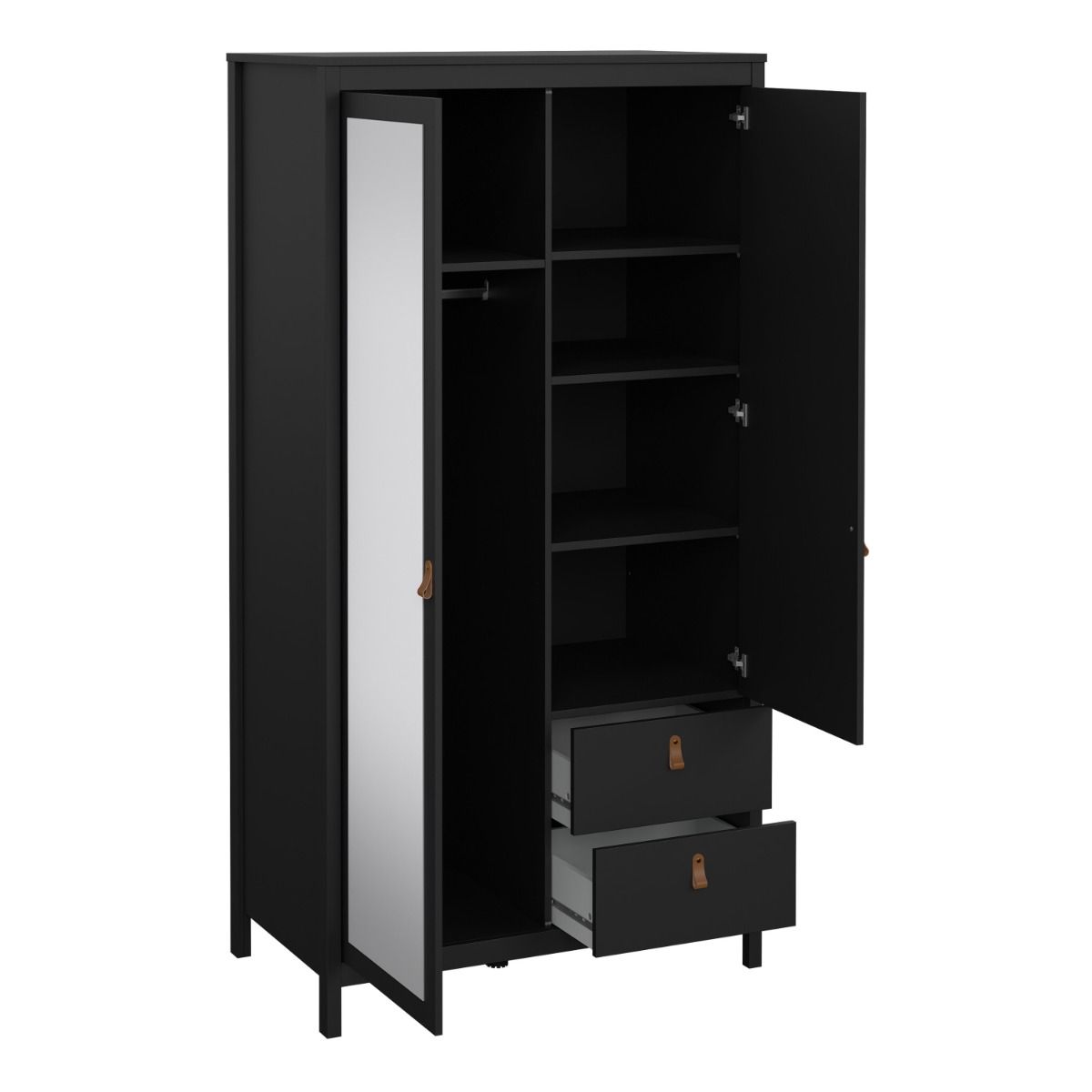 Mirrored Wardrobe With 2 Doors And 2 Drawers - Barcelona