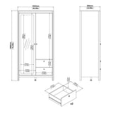 Mirrored Wardrobe With 2 Doors And 2 Drawers - Barcelona