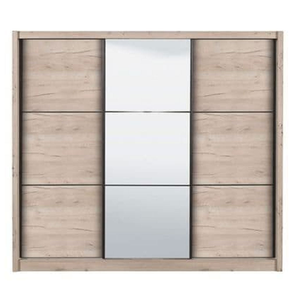 Mirrored Wardrobe 245cm Wide With 3 Sliding Doors - Navasota