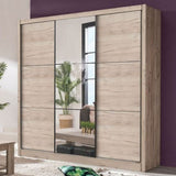 Mirrored Wardrobe 245cm Wide With 3 Sliding Doors - Navasota