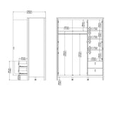 Mirrored Wardrobe With 3 Doors And 2 Drawers - Barcelona