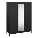 Mirrored Wardrobe With 3 Doors And 2 Drawers - Barcelona