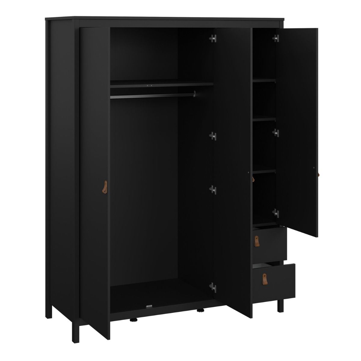 Mirrored Wardrobe With 3 Doors And 2 Drawers - Barcelona