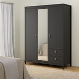 Mirrored Wardrobe With 3 Doors And 2 Drawers - Barcelona