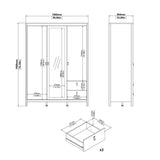 Mirrored Wardrobe With 3 Doors And 2 Drawers - Barcelona
