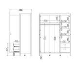 Mirrored Wardrobe With 3 Doors And 2 Drawers - Barcelona