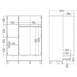 Mirrored Wardrobe With 3 Doors And 2 Drawers In White Fronts - Ikast