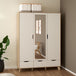 Mirrored Wardrobe With 3 Doors And 2 Drawers In White Fronts - Ikast