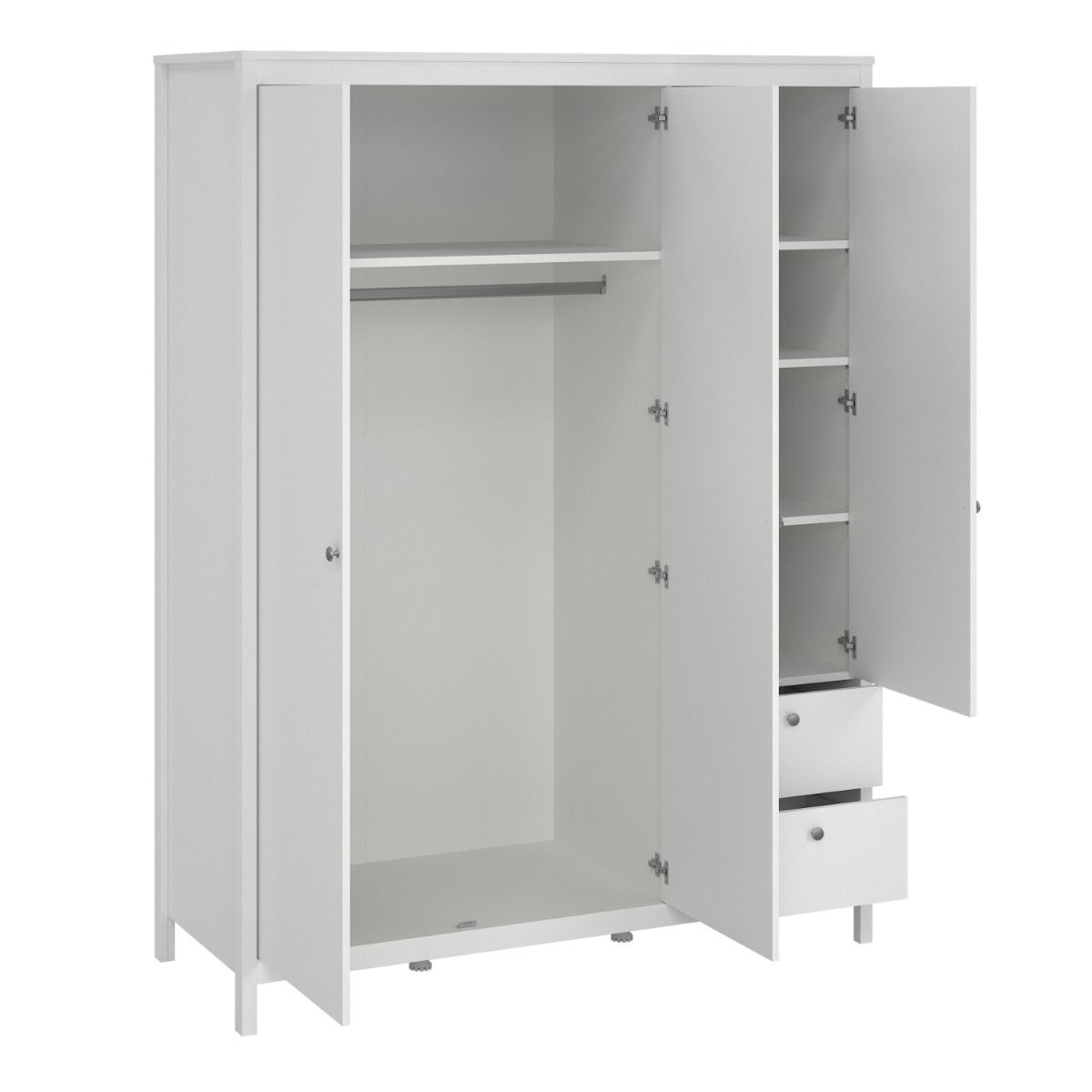 Mirrored Wardrobe With 3 Doors And 2 Drawers - Madrid