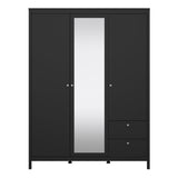Mirrored Wardrobe With 3 Doors And 2 Drawers - Madrid