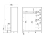 Mirrored Wardrobe With 3 Doors And 2 Drawers - Madrid