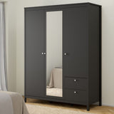 Mirrored Wardrobe With 3 Doors And 2 Drawers - Madrid