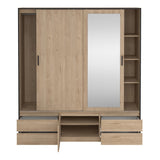 Mirrored Wardrobe With 3 Sliding Doors And 4 Drawers - Line