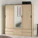 Mirrored Wardrobe With 3 Sliding Doors And 4 Drawers - Line
