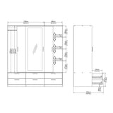 Mirrored Wardrobe With 3 Sliding Doors And 6 Drawers - Line
