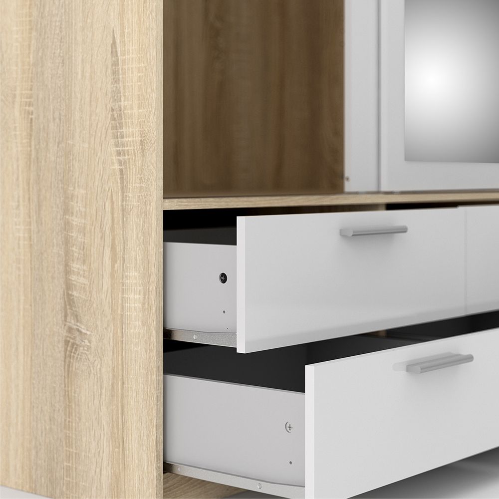 Mirrored Wardrobe With 3 Sliding Doors And 6 Drawers - Line
