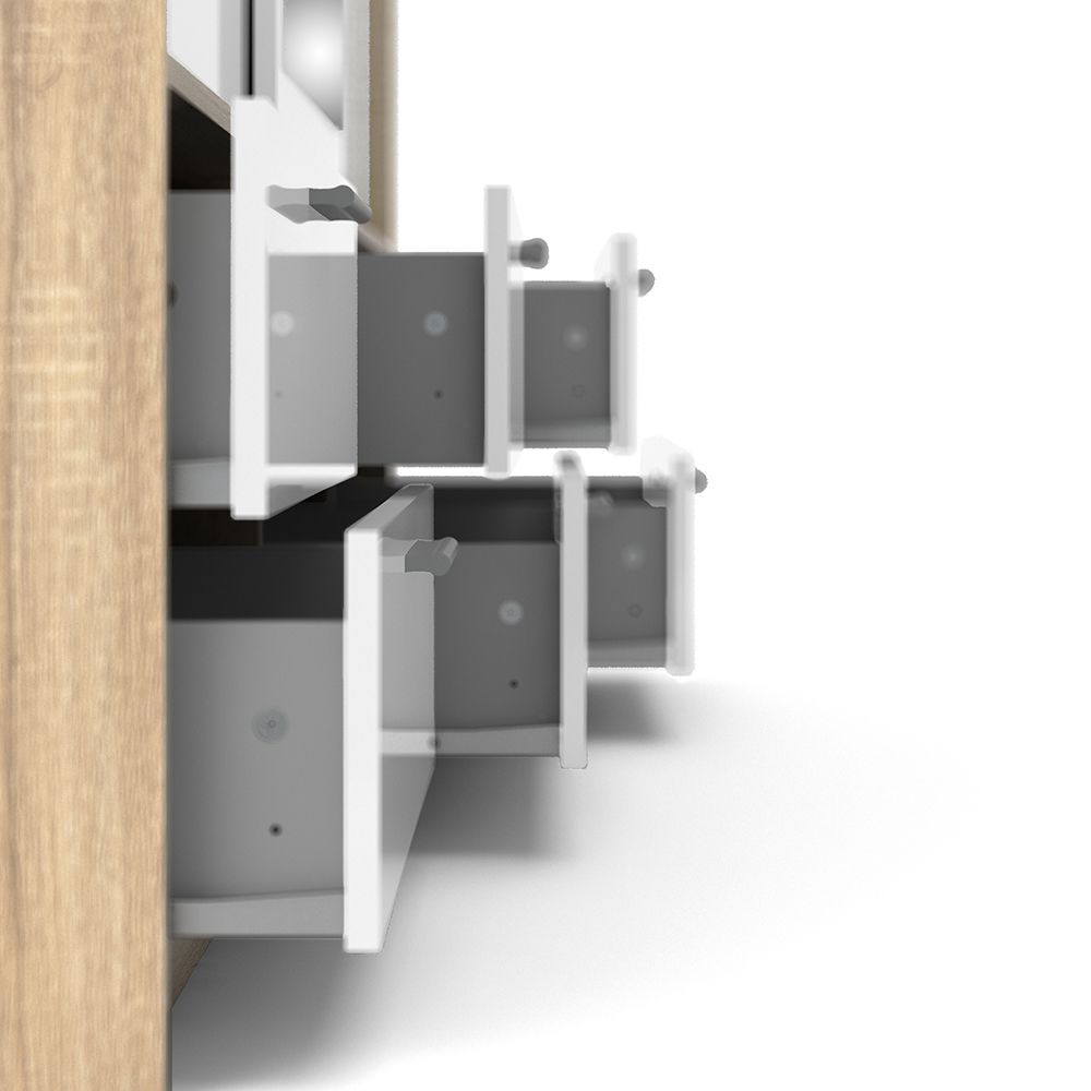 Mirrored Wardrobe With 3 Sliding Doors And 6 Drawers - Line