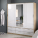 Mirrored Wardrobe With 3 Sliding Doors And 6 Drawers - Line