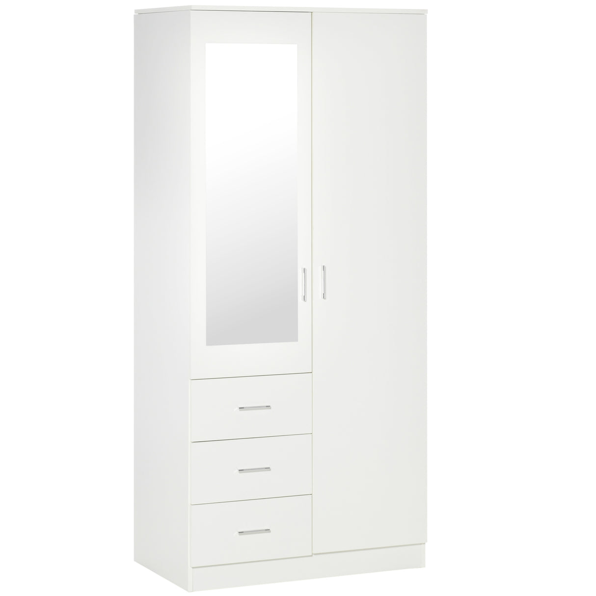 Mirrored Wardrobe 80cm Wide With 2 Doors And 3 Drawers - Velmora