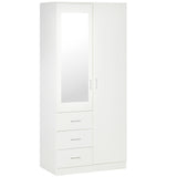 Mirrored Wardrobe 80cm Wide With 2 Doors And 3 Drawers - Velmora