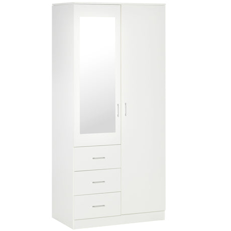 Mirrored Wardrobe 80cm Wide With 2 Doors And 3 Drawers - Velmora