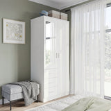 Mirrored Wardrobe 80cm Wide With 2 Doors And 3 Drawers - Velmora