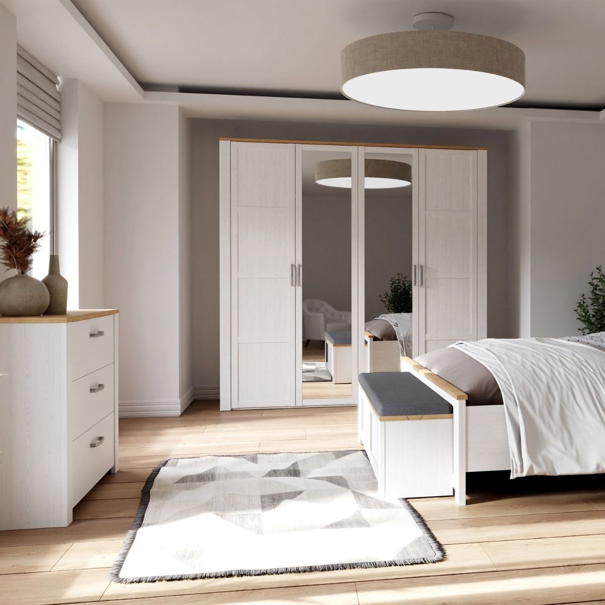 Mirrored Wardrobe Large With 4 Doors - Bohol