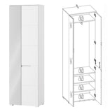Mirrored Wardrobe Slim With 2 Doors - Salina