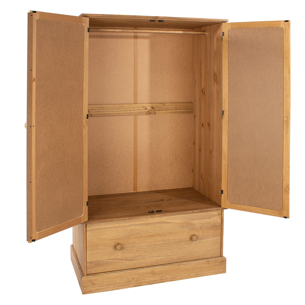 Mirrored Wardrobe With 2 Doors And 1 Drawer - Cotswold