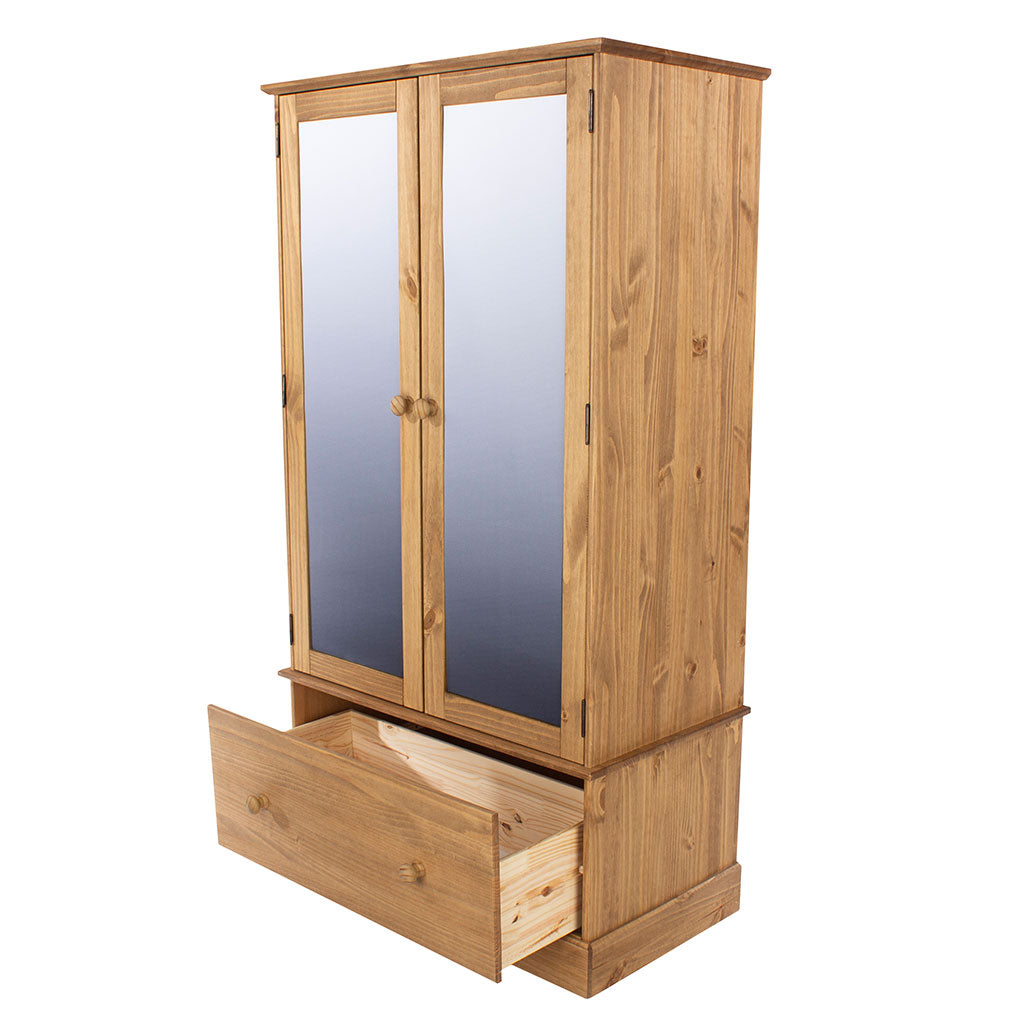 Mirrored Wardrobe With 2 Doors And 1 Drawer - Cotswold