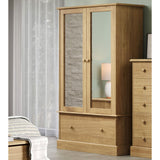Mirrored Wardrobe With 2 Doors And 1 Drawer - Cotswold