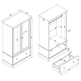 Mirrored Wardrobe With 2 Doors And 1 Drawer - Cotswold