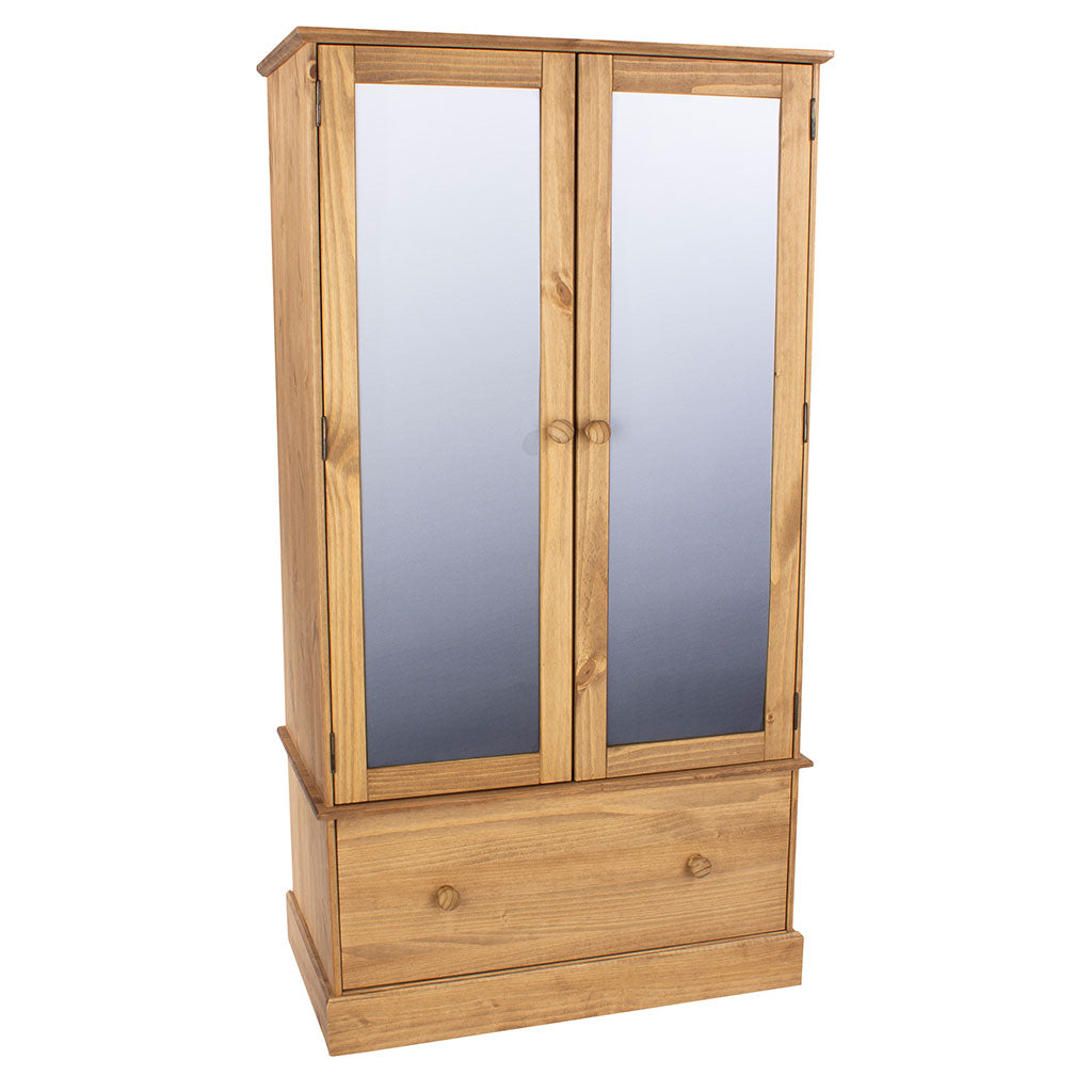 Mirrored Wardrobe With 2 Doors And 1 Drawer - Cotswold