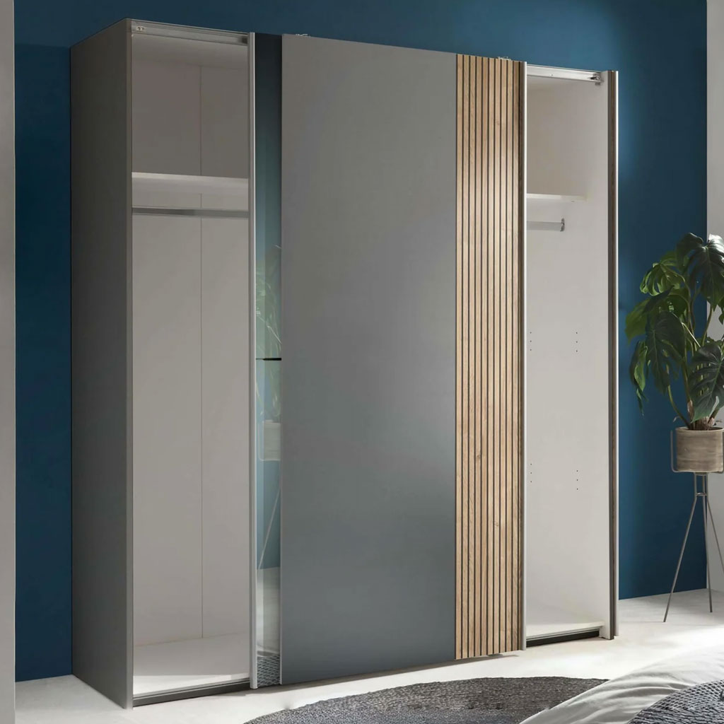Mirrored Wardrobe With 2 Sliding Doors - Berno