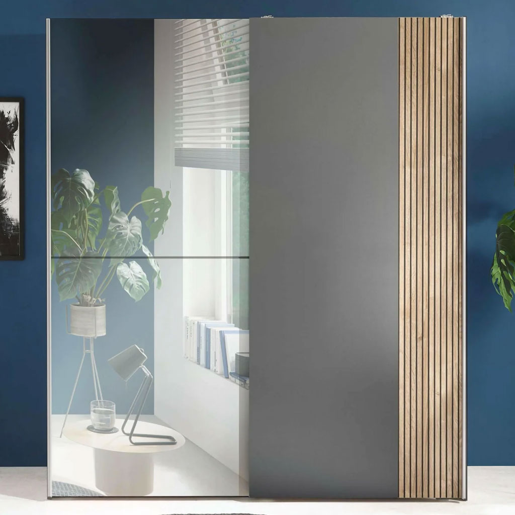 Mirrored Wardrobe With 2 Sliding Doors - Berno