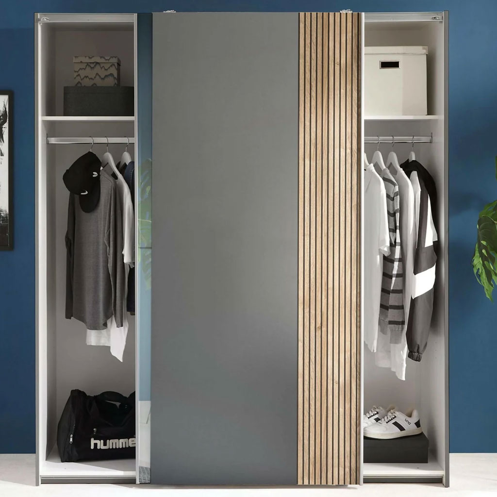 Mirrored Wardrobe With 2 Sliding Doors - Berno