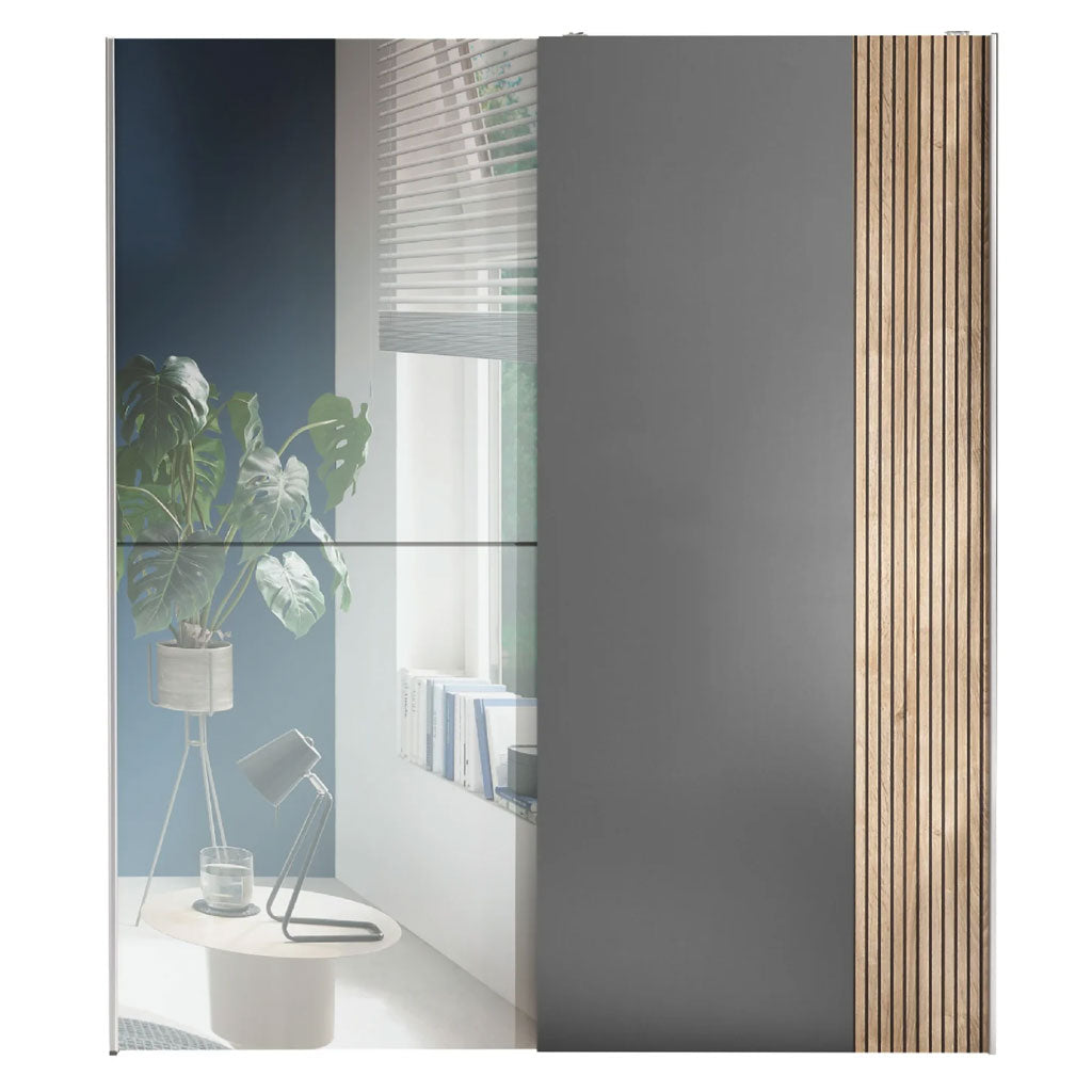 Mirrored Wardrobe With 2 Sliding Doors - Berno