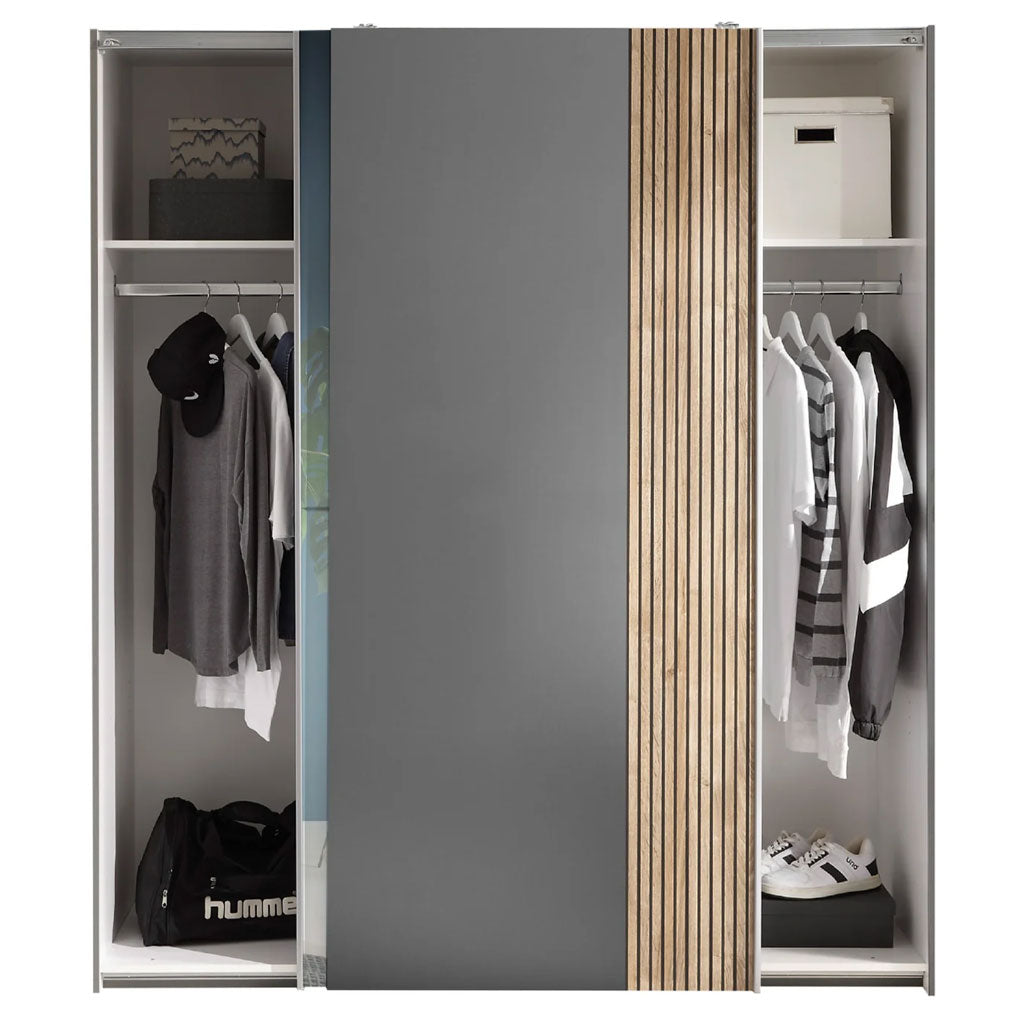 Mirrored Wardrobe With 2 Sliding Doors - Berno
