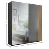 Mirrored Wardrobe With 2 Sliding Doors - Berno