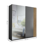 Mirrored Wardrobe With 2 Sliding Doors - Berno
