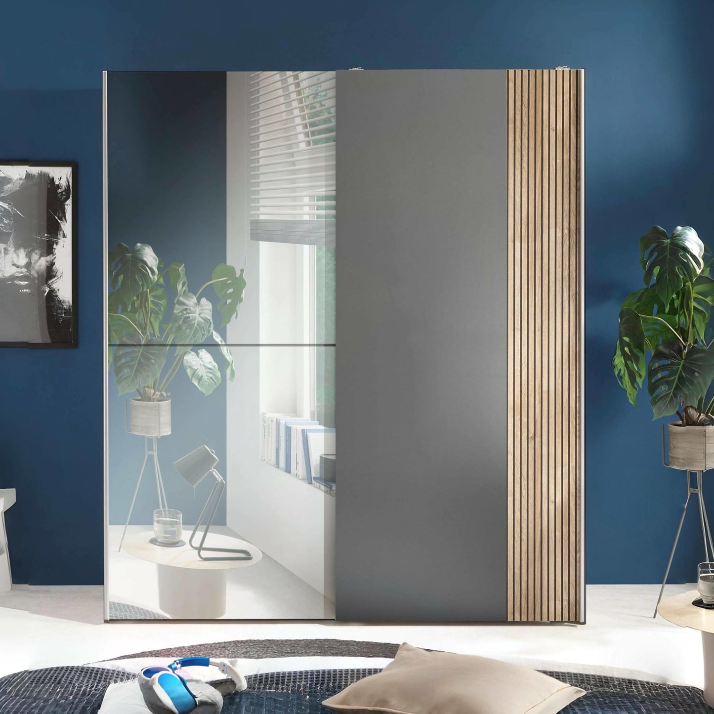 Mirrored Wardrobe With 2 Sliding Doors - Berno
