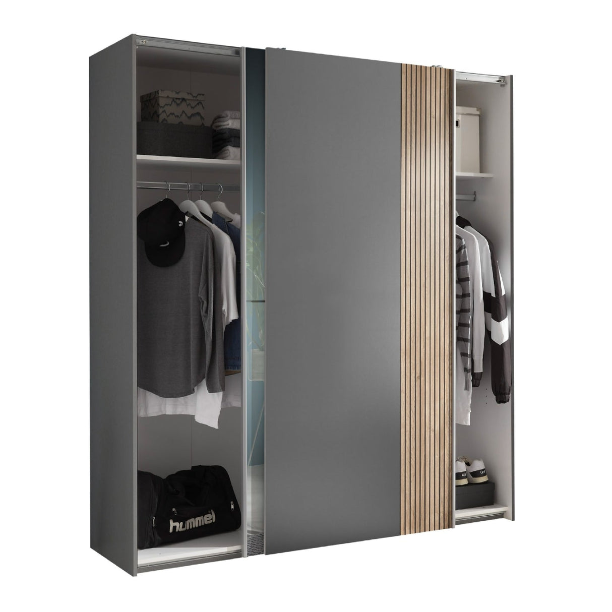 Mirrored Wardrobe With 2 Sliding Doors - Berno