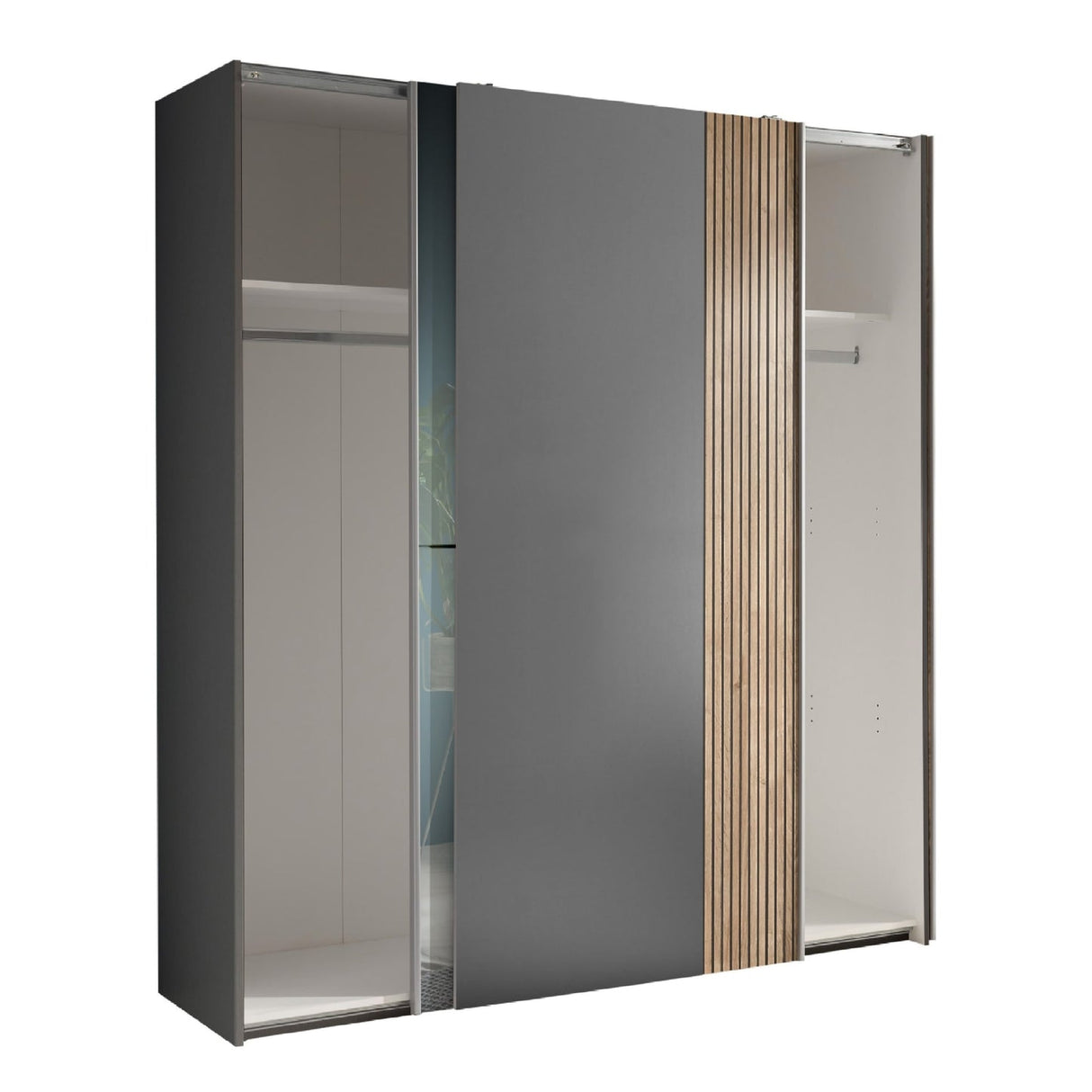Mirrored Wardrobe With 2 Sliding Doors - Berno