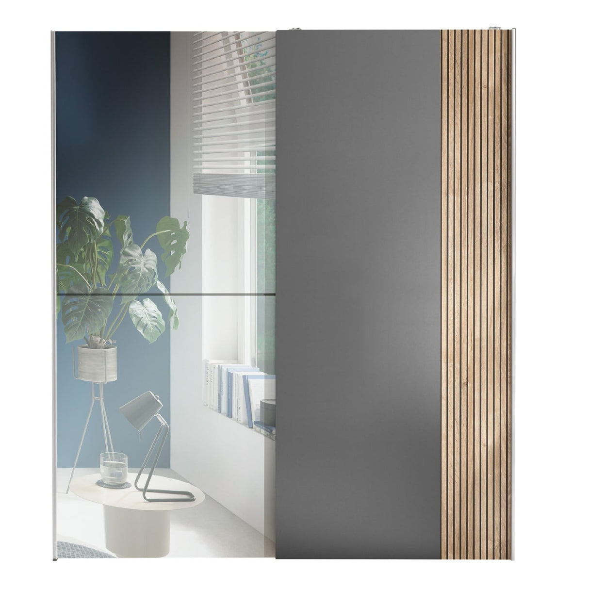 Mirrored Wardrobe With 2 Sliding Doors - Berno