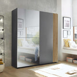 Mirrored Wardrobe With 2 Sliding Doors - Berno