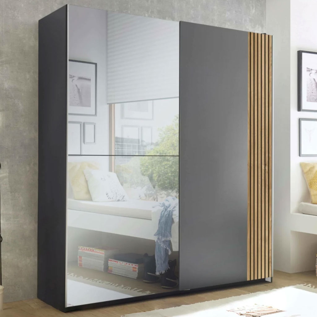 Mirrored Wardrobe With 2 Sliding Doors - Berno