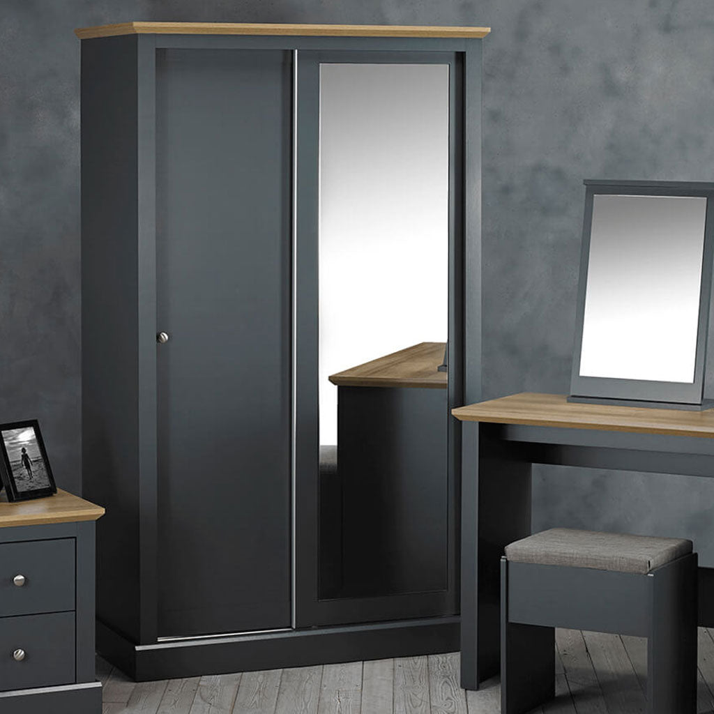 Mirrored Wardrobe With 2 Sliding Doors - Devon
