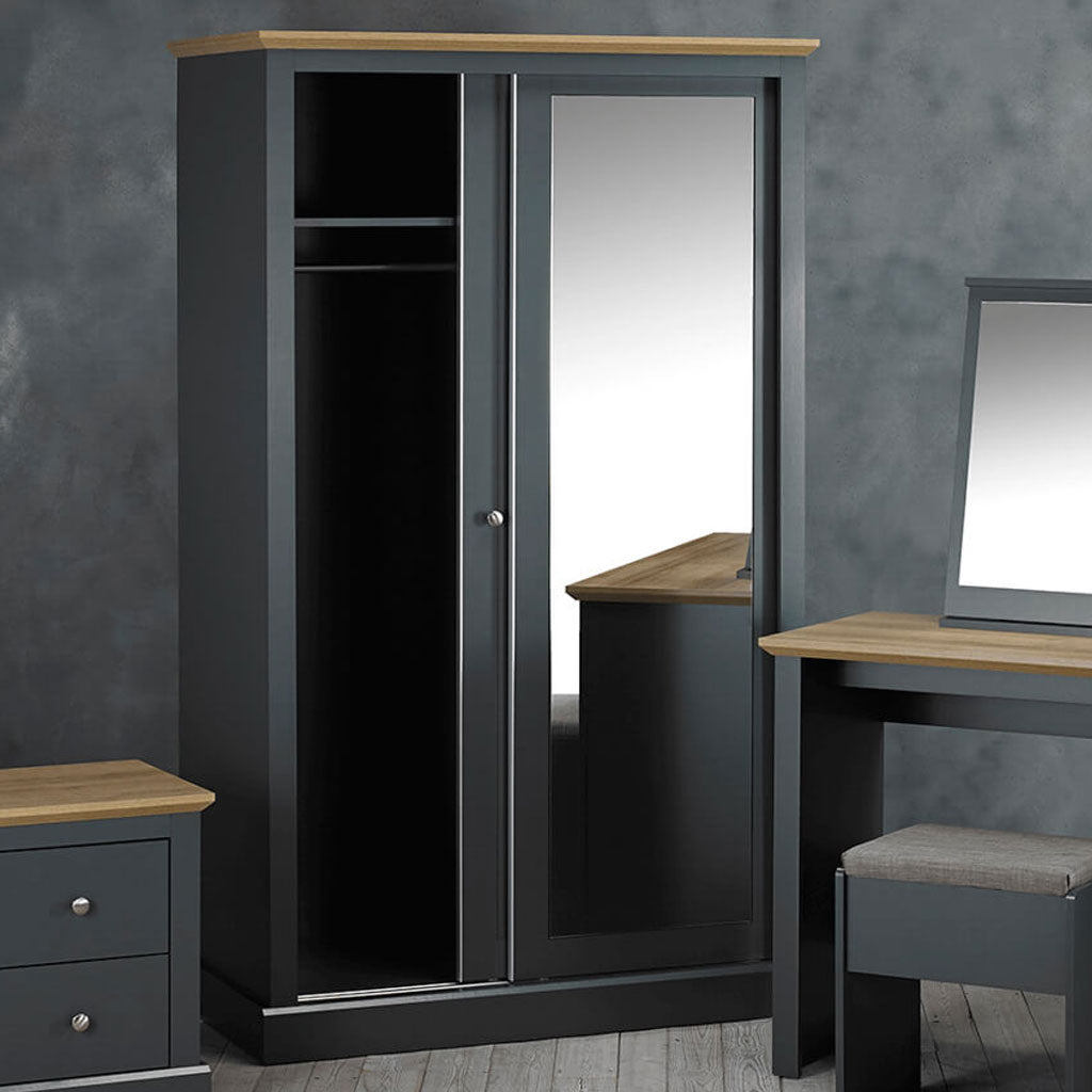 Mirrored Wardrobe With 2 Sliding Doors - Devon