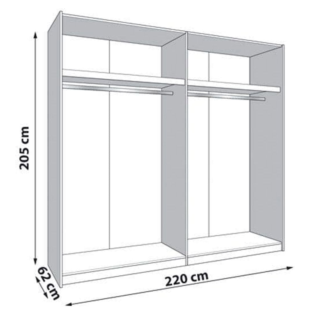 Mirrored Wardrobe With 2 Sliding Doors - Grant